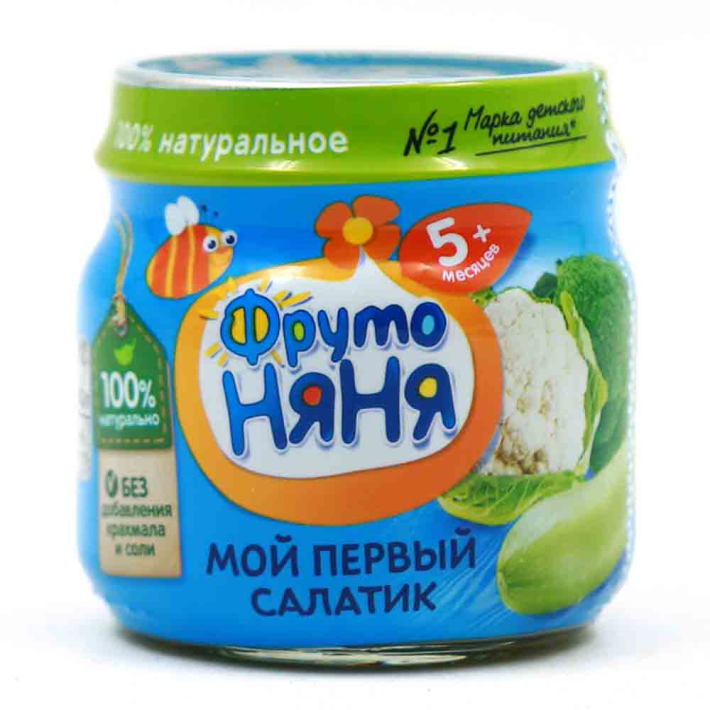 Пюре ФрутоНяня из Брокколи, Кабачков и Цветной капусты с 5 месяцев, 80 г