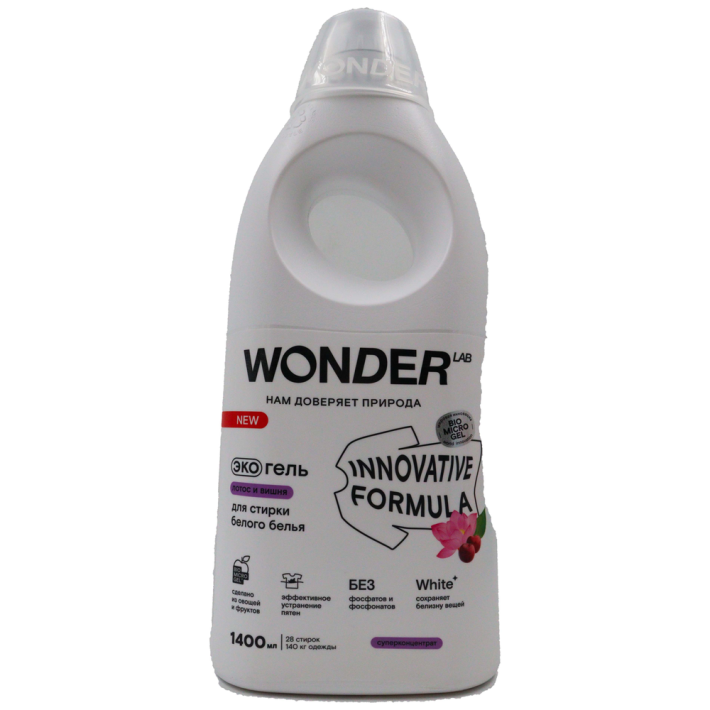 ГЕЛЬ Д/СТИРКИ БЕЛОГО БЕЛЬЯ WONDER LAB ЛОТОС/ВИШНЯ 1,4Л