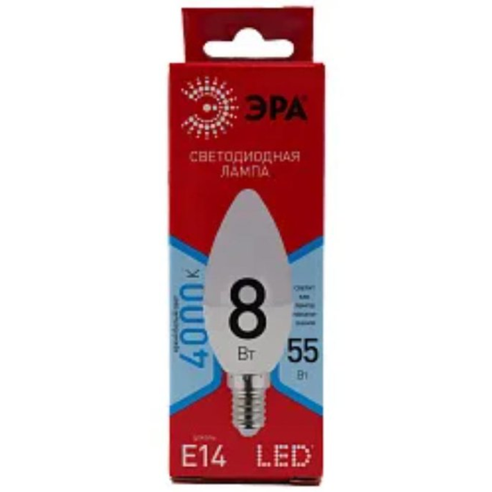 ЛАМПЫ СВЕТОДИОДНЫЕ ЭКО LED B35-8W-840-E14 R ЭРА (ДИОД, СВЕЧА, 8ВТ, НЕЙТР, E14)