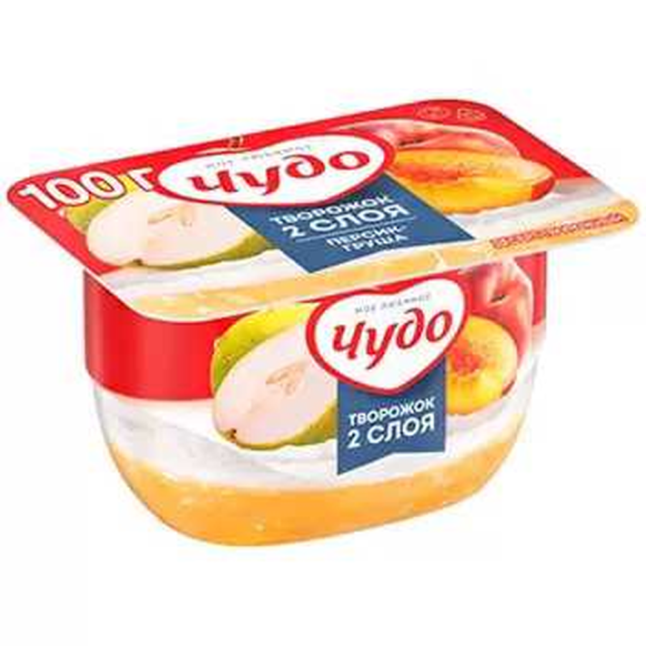 Творожок Чудо персик, груша 4,2% 100 г