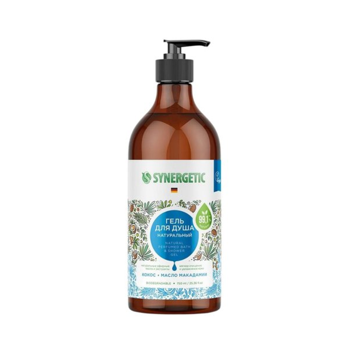 VEGAN ГЕЛЬ ДЛЯ ДУША SYNERGETIC КОКОС И МАСЛО МАКАДАМИИ 0,75Л