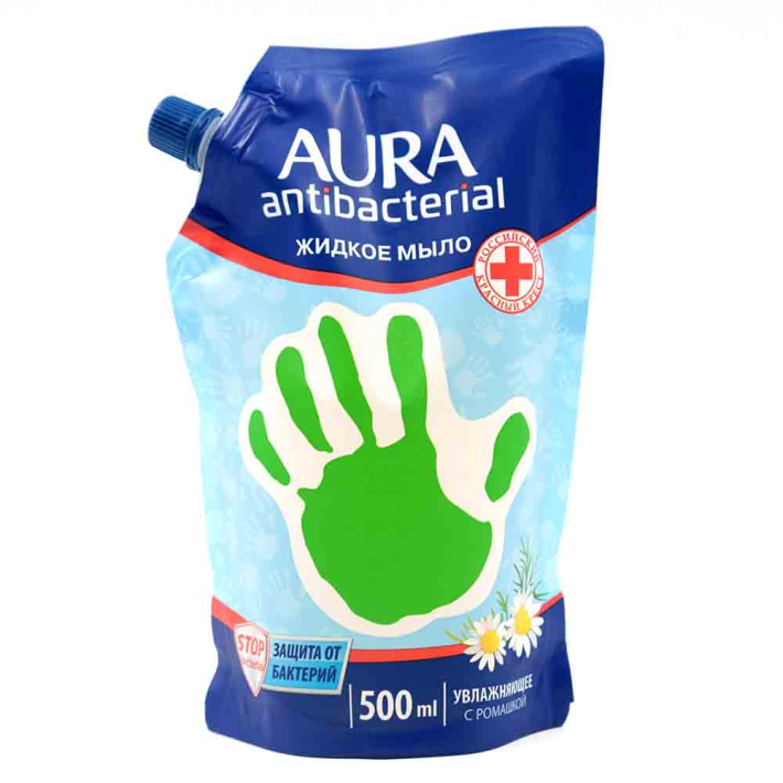 Мыло жидкое aura с антибактериальный эффект ромашка  500 мл