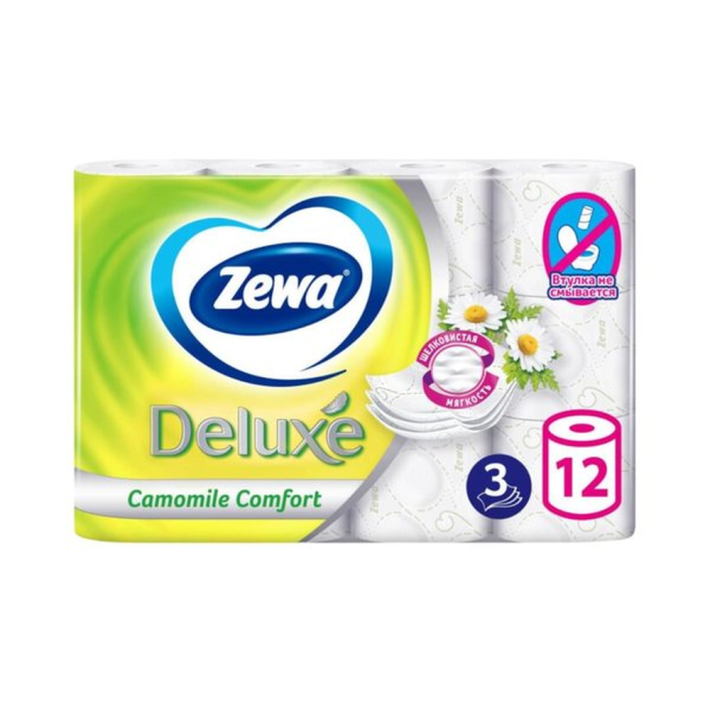Бумага туалетная Zewa camomile 3 слойная 12 рулонов 53613