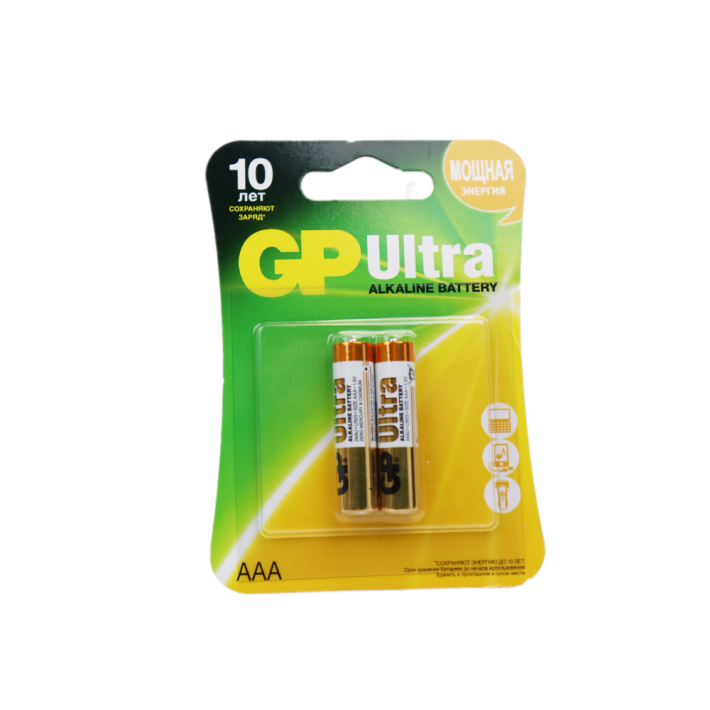 БАТАРЕЙКИ АЛКGP ULTRA ALKALINE 24А AАA - 2 ШТ НА БЛИСТЕРЕ