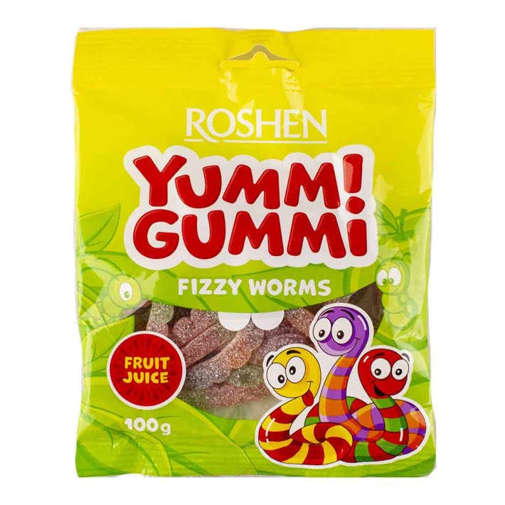 Конфеты Roshen yummi gummi fizzy worms 100 г