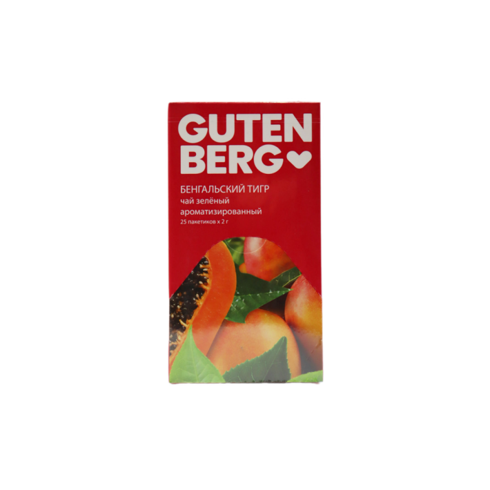 ЧАЙ GUTENBERG БЕНГАЛЬСКИЙ ТИГР ЗЕЛЕНЫЙ ПАКЕТ 25ШТ*2ГР