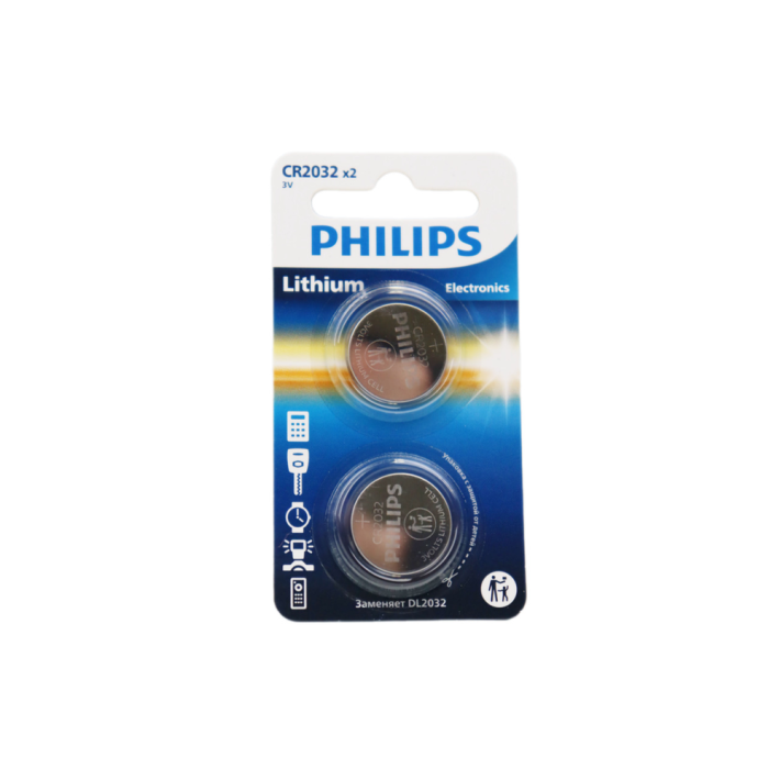 БАТАРЕЙКИ PHILIPS CR2032P2/51 ЛИТИ 2ШТ CR2032-2BL