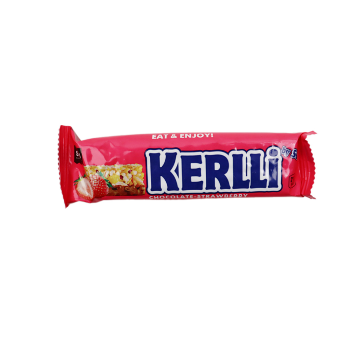 ЗЛАКОВЫЙ БАТОНЧИК KERLLI С КЛУБНИКОЙ В МОЛОЧНО ШОКОЛАДЕ 50ГР