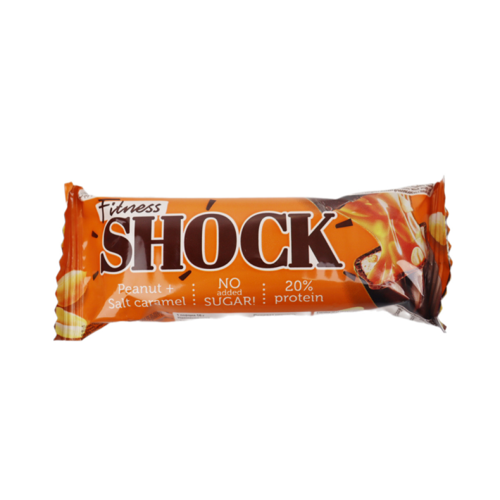 БАТОНЧИК ГЛАЗИРОВ FITNESSHOCK СОЛЕНАЯ КАРАМЕЛЬ-АРАХИС 50ГР
