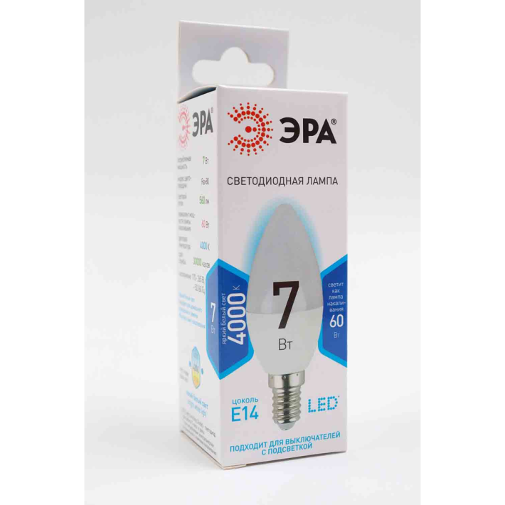 ЛАМПА СВЕТОДИОДНАЯ ЭРА LED SMD B35-7W-840-E14