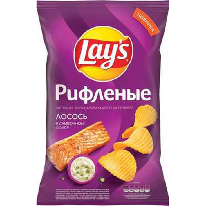 ЧИПСЫ LAY'S РИФЛЕНЫЕ ЛОСОСЬ В СЛИВ СОУСЕ 140ГР
