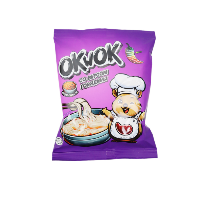 ЛАПША Б/П OKWOK СО ВКУСОМ ГОВЯДИНЫ СОУС САЛЬСА 100ГР