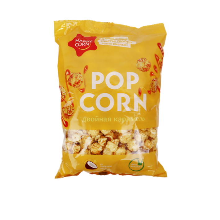 КУКУРУЗА ВОЗДУШНАЯ HAPPY CORN ДВОЙНАЯ КАРАМЕЛЬ 200ГР