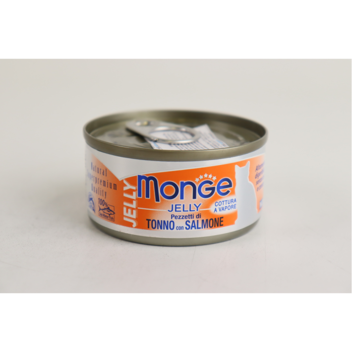 Лакомства Monge cat jelly кусочки для кошек Тунец  и Лосось в желе 80 г