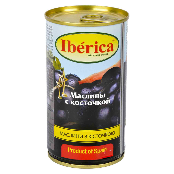 Оливки Iberica черный с косточкой 370 мл