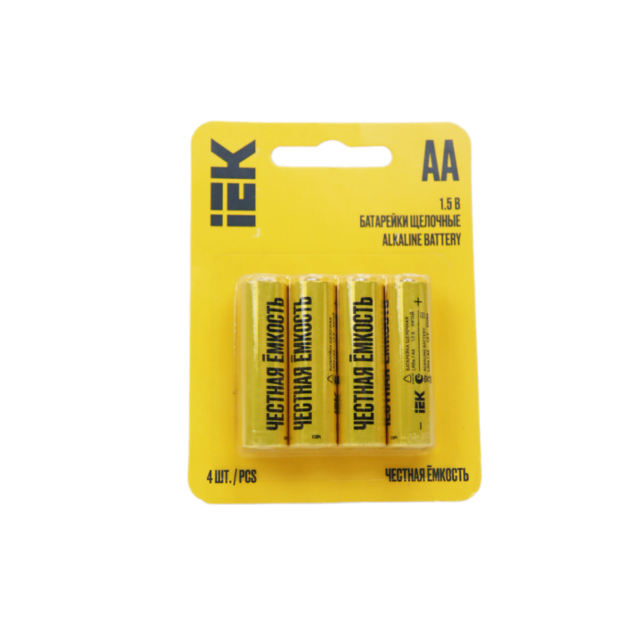 БАТАРЕЙКА ЩЕЛОЧНАЯ ALKALINE LR06 AA 4ШТ БЛИСТЕР IEK