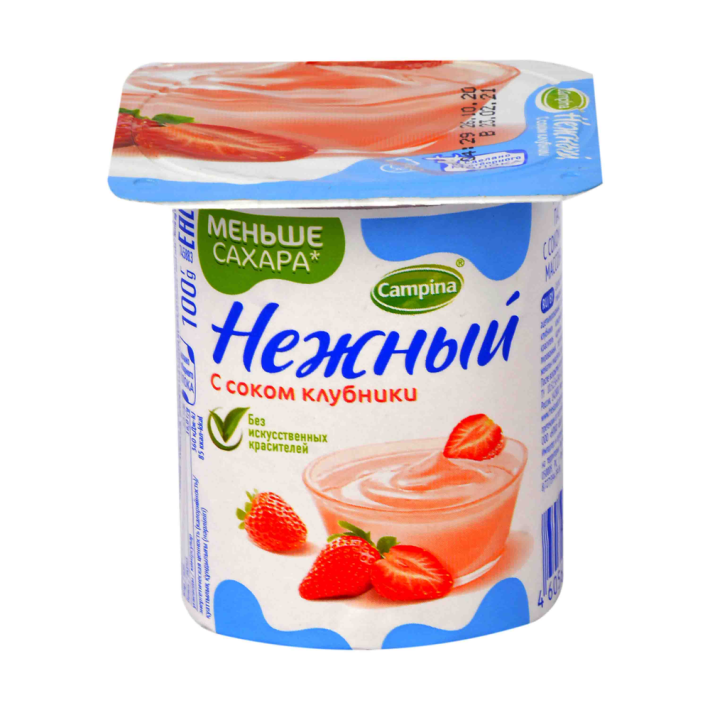 Йогурт Campina Нежный 1,2% клубника 100 г