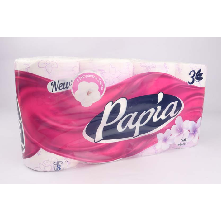 Бумага туалетная Papia bali flower 3 слоя 8 рулонов