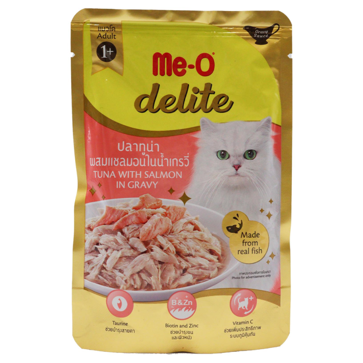 КОРМ Д/КОШЕК МЕ-О DELITE ТУНЕЦ С ЛОСОСЕМ В СОУСЕ 70ГР