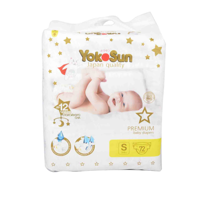 Подгузники Yokosun premium s 72 3-6 кг