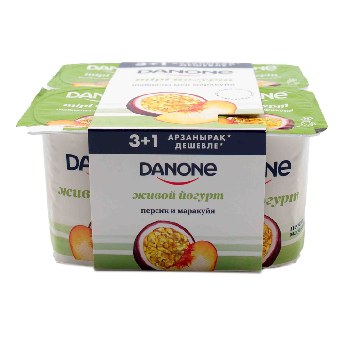 Йогурт Danone персик, маракуйя 4шт 120 г